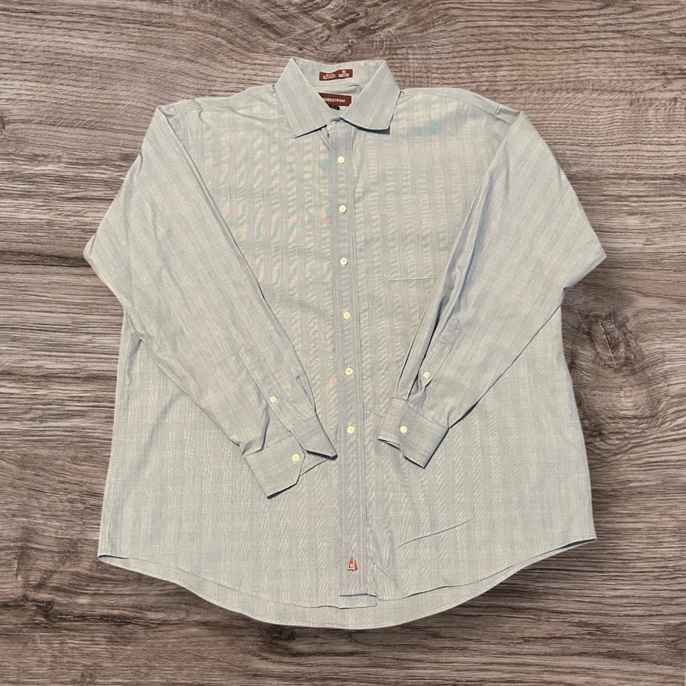 Nordstrom Men's Blue Button Down Dress Shirt Size 17-35
